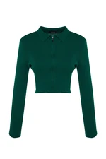 Trendyol Emerald Green Crop cipzáras kötöttáru Cardigan