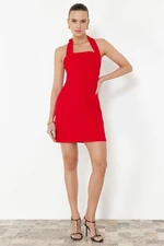 Trendyol Red Body-Fitting Halter Mini Woven Dress