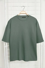 Trendyol Basic Mint Oversize/Wide-Fit Textured Waffle Short Sleeve T-Shirt