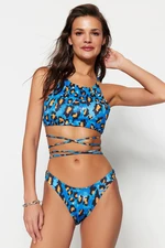 Trendyol Leopard Patterned V Cut Regular Leg Bikini Bottom