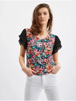 Blue-black women's floral blouse ORSAY