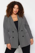 Trendyol Curve Grey Double Breasted Lined Plus Size Blazer Jacket