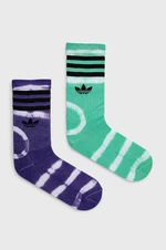 Ponožky adidas Originals (2-pack) HC9538 dámské, zelená barva, HC9538-HIRGR/PURP