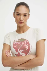 Bavlněné tričko Fjallraven Arctic Fox T-shirt béžová barva, F89849