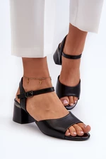 Dámské sandály na nízkém podpatku z eko kůže Sergio Leone Black