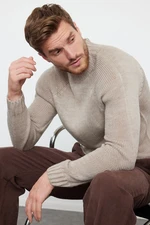 Trendyol Stone Slim Half Turtleneck Raglan Sleeve Plain Basic Knitwear Sweater