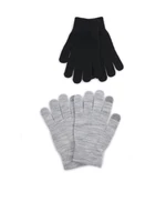 Orsay Set of Two Pairs of Women's Gloves in Black and Light Grey - Women