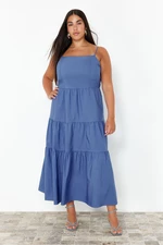 Trendyol Curve Blue Relaxed Woven Plus Size Dress