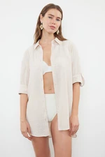 Trendyol Ecru Woven Linen Look Shirt