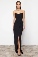 Trendyol Black Corset Detailed Woven Long Evening Dress