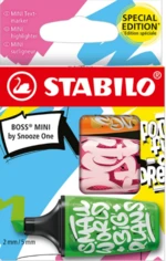 Zvýrazňovač - STABILO BOSS MINI by Snooze One - 3 ks sada - oranžová, růžová, zelená