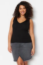 Trendyol Curve Black Wrap-around Strappy Fine Knitwear Blouse