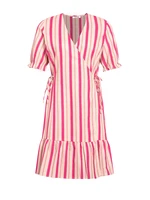 Pink Striped Wrap Linen Dress ORSAY - Women