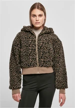 Women's short oversized jacket AOP Sherpa darktaupeleo