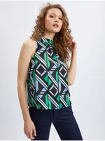 Orsay Black and Green Ladies Patterned Blouse - Women