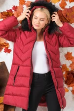 Z6759 DEWBERRY LADIES' COAT-PLAIN BURGUNDY