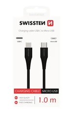 Datový kabel SWISSTEN USB-C / MICRO USB 1,0 m black