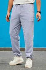 Trendyol Grey Melange Regular/Normal Cut Label Appliqued Pocket Stitched Sweatpants