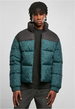 AOP Retro Puffer Jacket bottlegreen damast aop