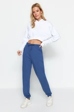 Trendyol Indigo Loose Jogger Normální pas Tlusté pletené tepláky