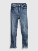 GAP Detské džínsy sky high rise skinny ankle jeans with stretch Modrá