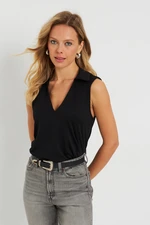 Cool & Sexy Women's Polo Neck Blouse Black