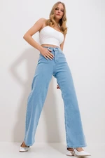 Trend Alaçatı Stili Women's Ice Blue Five Pocket Lycra Palazzo Denim Trousers