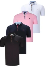 QUAD SET T8582 DEWBERRY MENS T-SHIRT-BLACK-WHITE-NAVY BLUE-PINK