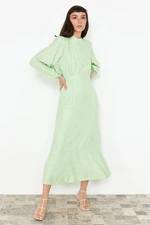 Trendyol Mint Jacquard Floral Woven Dress