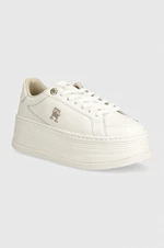 Kožené sneakers boty Tommy Hilfiger TH PLATFORM SNEAKER LTHR bílá barva, FW0FW08209