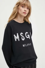 Bavlněná mikina MSGM dámská, černá barva, s potiskem, 3741MDM513G.247799