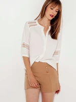 Beige Shorts with Decorative Buttons CAMAIEU - Women