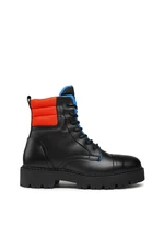 Tommy Jeans Čižmy - PADDED LACE UP HERIT čierne