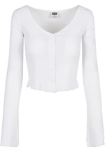 Women's sweater with cropped ribs in white