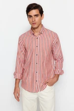 Trendyol Tile Slim Fit Striped Cotton Shirt