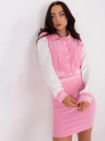 Pink casual set with baseball sweatshirt