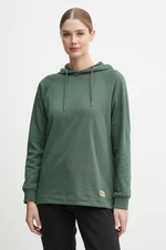 Bavlnená mikina Fjallraven Vardag Hoodie W dámska, zelená farba, s kapucňou, jednofarebná, F86987.679