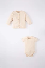 DEFACTO Baby Girl Cotton Cardigan Snap Body 2 Piece Set