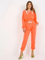 Women's tracksuit with short sweatshirt - orange