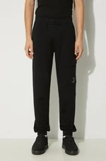 Bavlnené tepláky C.P. Company Diagonal Raised Fleece Cargo Sweatpants čierna farba, jednofarebné, 17CMSP017A005086W