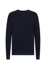 Tommy Hilfiger Sweater - MOULINE STRUCTURE CREW NECK blue