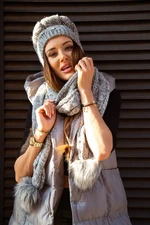 Winter set - dark gray hat with scarf