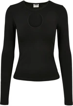 Women's Organic Long Sleeve Keyhole Black