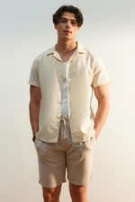 Trendyol Beige Regular Fit Textured Summer Linen Look Shirt