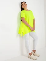 Fluo yellow smooth viscose blouse of larger size