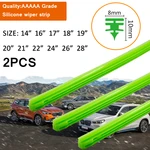 2PCS Car Wiper Blade Windscreen green silica gel Replacement Strip 8MM 14"16"17"18"19"20"21"22"24"26"28" Auto Accessories