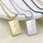 New Top Alaba Corroded Square Half Text Necklace Simple Stainless Steel Jewelry Eid Mubarak Women Gift Best Birthday Jewelry