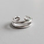 Trendy Real 925 Sterling Silver Double Layer Joint Rings For Women Fine Jewelry, Chic 925 Silver Toe Ring Woman Accessories