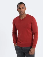 Ombre Men's wash sweater with v-neck - red