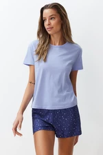 Trendyol modrá sada pletených pyžam se vzorem hvězd ze 100% bavlny